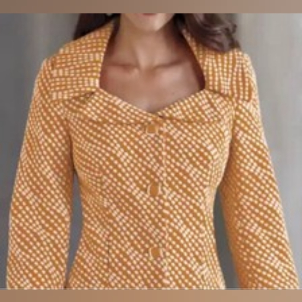 Monroe & Main 2 PC Skirt Suit Orange White Polka Dots Mother's Day Church Sz 10